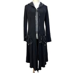 Vintage Joseph Ribkoff Satin Trim Hoodie Jacket Black